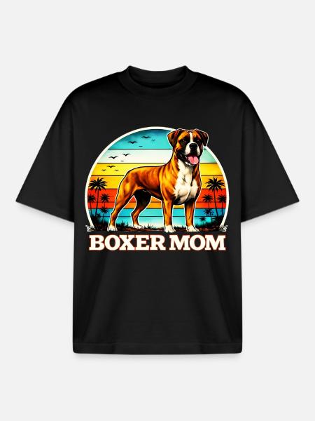 Boxer Mom - Boxy Heavyweight Unisex Organic T-Shirt by Stanley/Stella - black