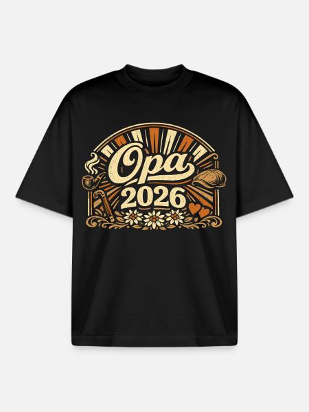 Opa 2026 Loading Geschenk - Boxy Heavyweight Unisex Organic T-Shirt von Stanley/Stella - Schwarz
