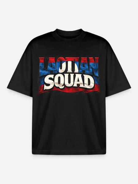 Laos Laotian Root Laotian Squad - Boxy Heavyweight Unisex Organic T-Shirt by Stanley/Stella - black