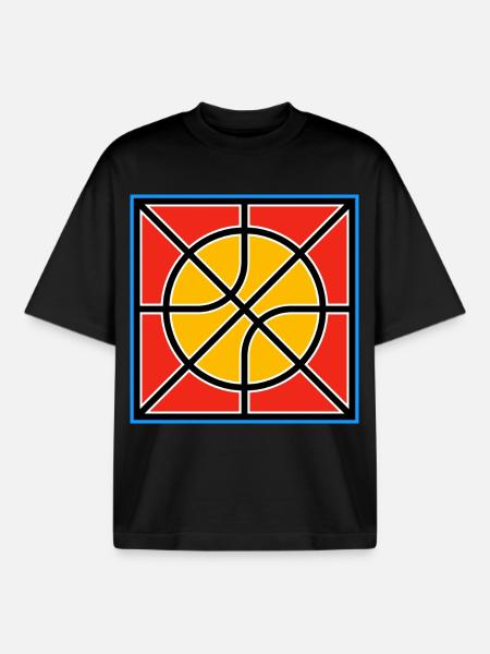 Retro-Basketball-Emblem - Boxy Heavyweight Unisex Organic T-Shirt von Stanley/Stella - Schwarz