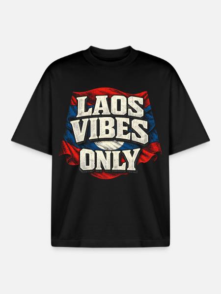 Laos Vibes Only Lao Root - Boxy Heavyweight Unisex Organic T-Shirt by Stanley/Stella - black