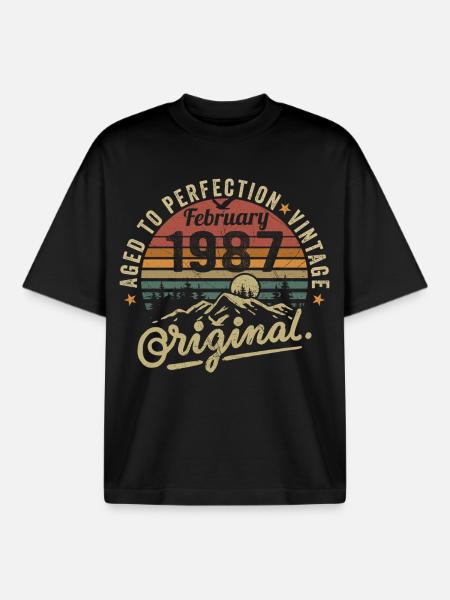 Février 1987 - T-shirt unisexe boxy épais biologique Stanley/Stella - noir