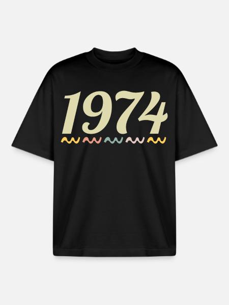 1974 - T-shirt unisexe boxy épais biologique Stanley/Stella - noir