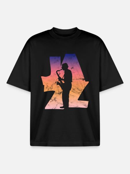 Jazz Saxophonist - Boxy Heavyweight Unisex Organic T-Shirt by Stanley/Stella - black
