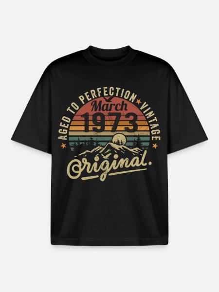 March 1973 - Boxy Heavyweight Unisex Organic T-Shirt by Stanley/Stella - black