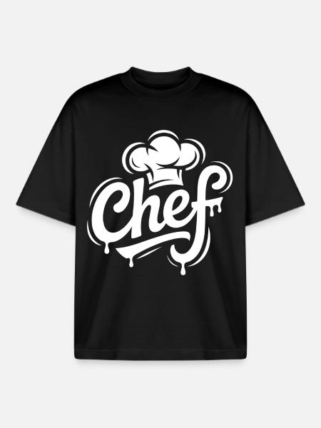 Chef Logo Lettering - Boxy Heavyweight Unisex Organic T-Shirt by Stanley/Stella - black