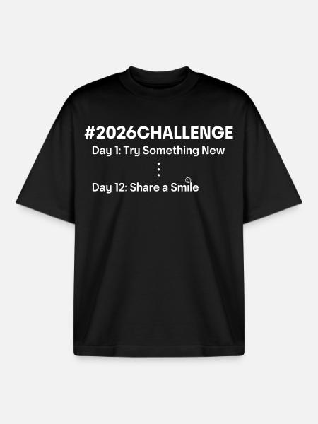 2026 Challenge – Motivation & New Beginning - Boxy Heavyweight Unisex Organic T-Shirt by Stanley/Stella - black