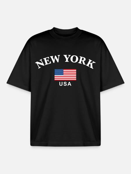 New York, USA - Boxy Heavyweight Unisex Organic T-Shirt by Stanley/Stella - black