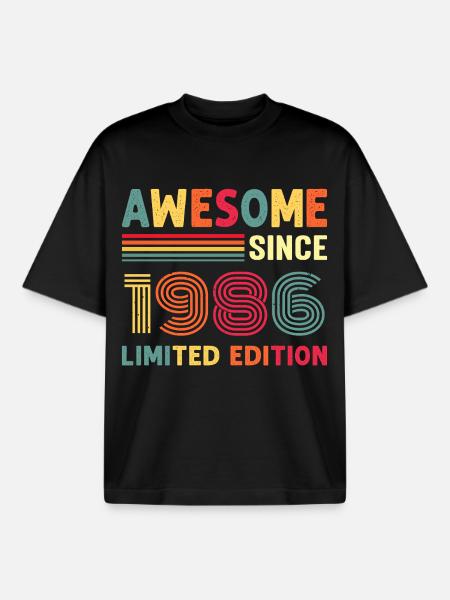 Millésime 1986 - T-shirt unisexe boxy épais biologique Stanley/Stella - noir
