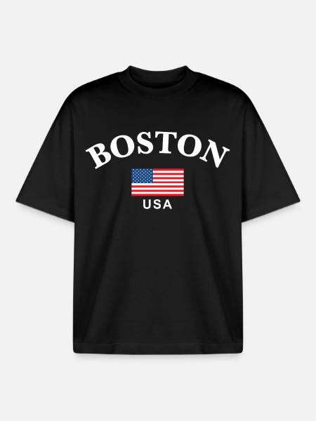 Boston, USA - Boxy Heavyweight Unisex Organic T-Shirt by Stanley/Stella - black