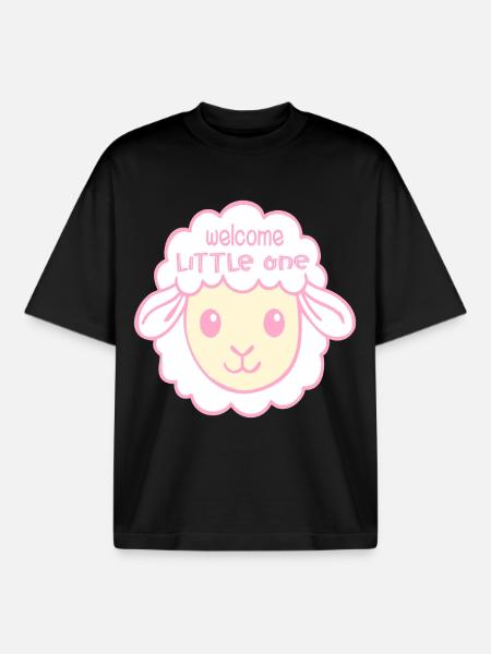 Welcome Baby Birth Sheep - Boxy Heavyweight Unisex Organic T-Shirt by Stanley/Stella - black