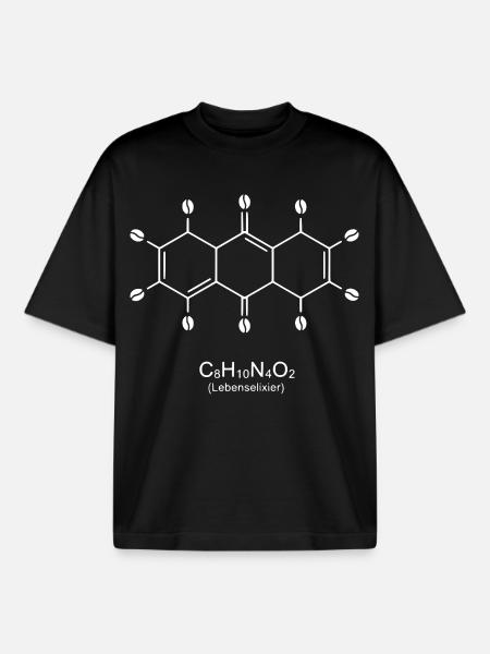 Caffeine Molecule Art Print - Boxy Heavyweight Unisex Organic T-Shirt by Stanley/Stella - black