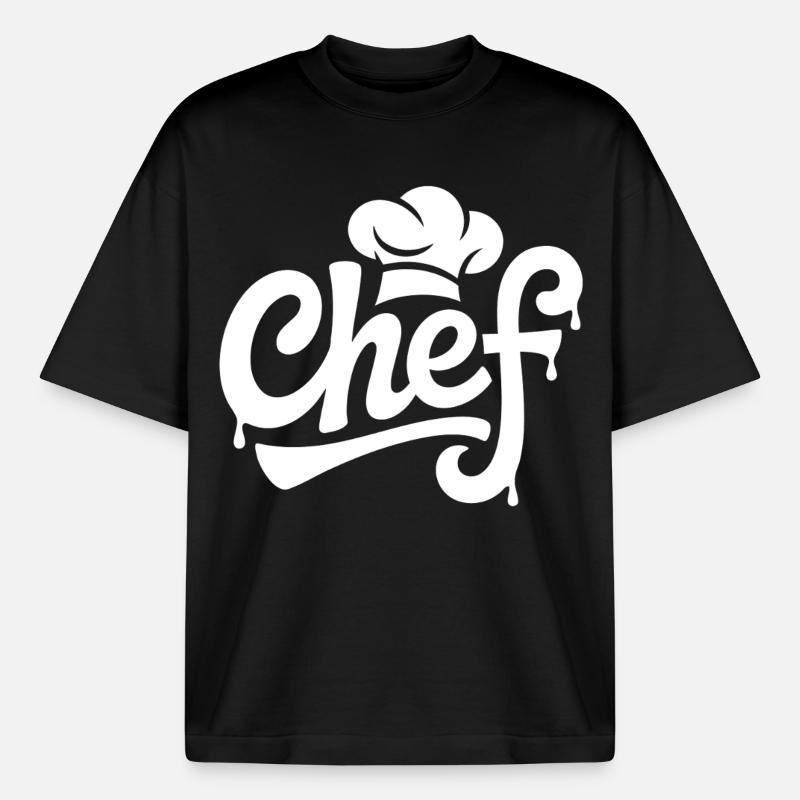 Chef Graffiti Kitchen Logo - Boxy Heavyweight Unisex Organic T-Shirt by Stanley/Stella - black