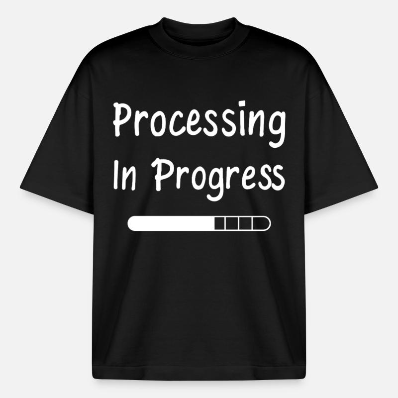 Processing In Progress Ladebalken Statement - Boxy Heavyweight Unisex Organic T-Shirt von Stanley/Stella - Schwarz