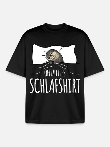 Otter Sleep Shirt white - Boxy Heavyweight Unisex Organic T-Shirt by Stanley/Stella - black