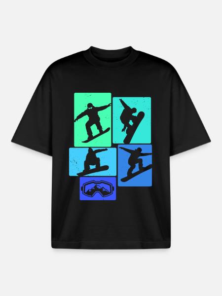 Snowboarden Retro Snowboard Snowboarding Snowboard - Boxy Heavyweight Unisex Organic T-Shirt by Stanley/Stella - black