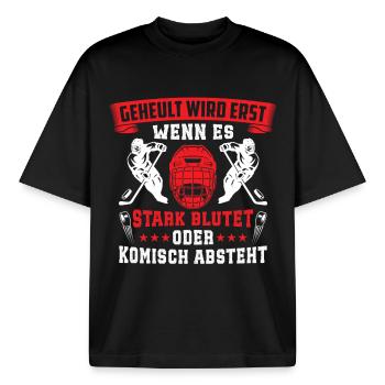 Eishockey - Boxy Heavyweight Unisex Organic T-Shirt von Stanley/Stella - Schwarz - Vorne - AI Model Male 185 light (185cm) & AI Model Female 172 dark (172cm)