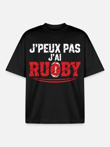 I can't I have rugby - Boxy Heavyweight Unisex Organic T-Shirt by Stanley/Stella - black