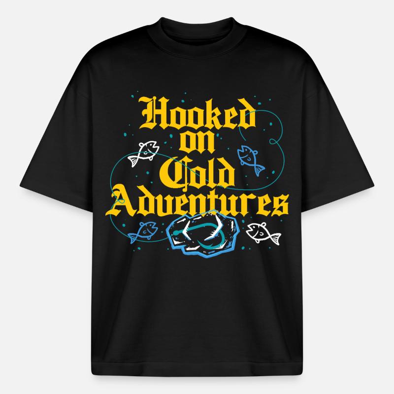 Eisangeln Hooked On Cold Adventures - Boxy Heavyweight Unisex Organic T-Shirt von Stanley/Stella - Schwarz