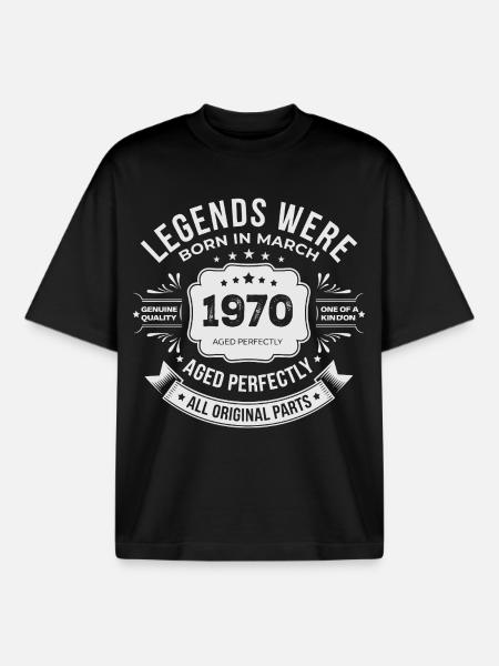 March 1970 Birthday 1970 Legends Mars - Boxy Heavyweight Unisex Organic T-Shirt by Stanley/Stella - black