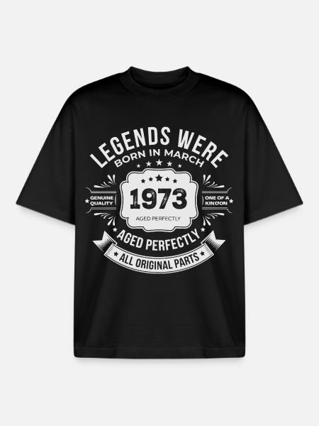 Mars 1973 anniversaire 1973 légendes Mars - T-shirt unisexe boxy épais biologique Stanley/Stella - noir