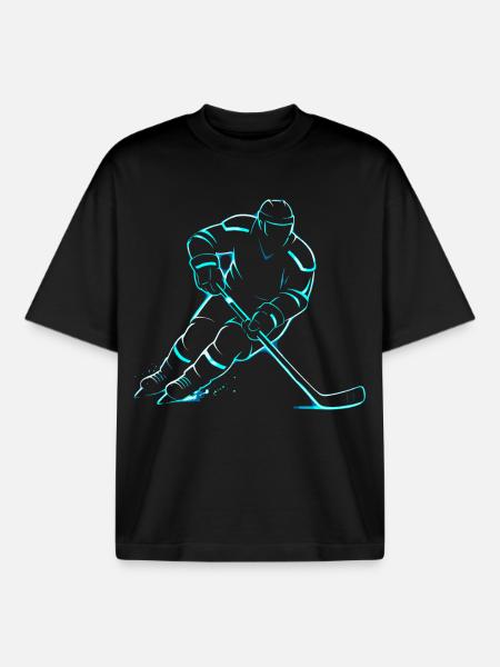 Eishockey Junge Spieler Geschenk - Boxy Heavyweight Unisex Organic T-Shirt by Stanley/Stella - black