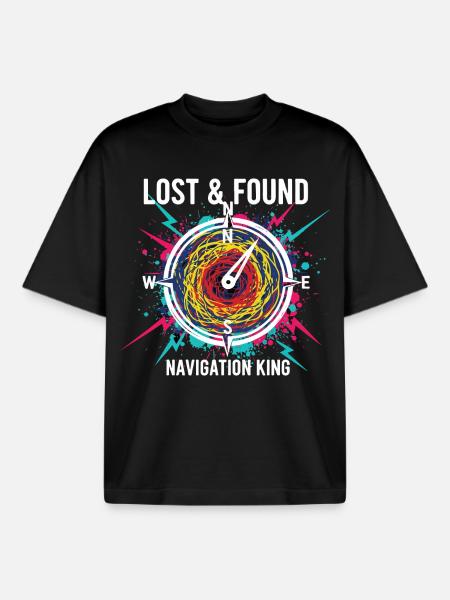 Lost & Found Compass Navigation King - Boxy Heavyweight Unisex Organic T-Shirt by Stanley/Stella - black