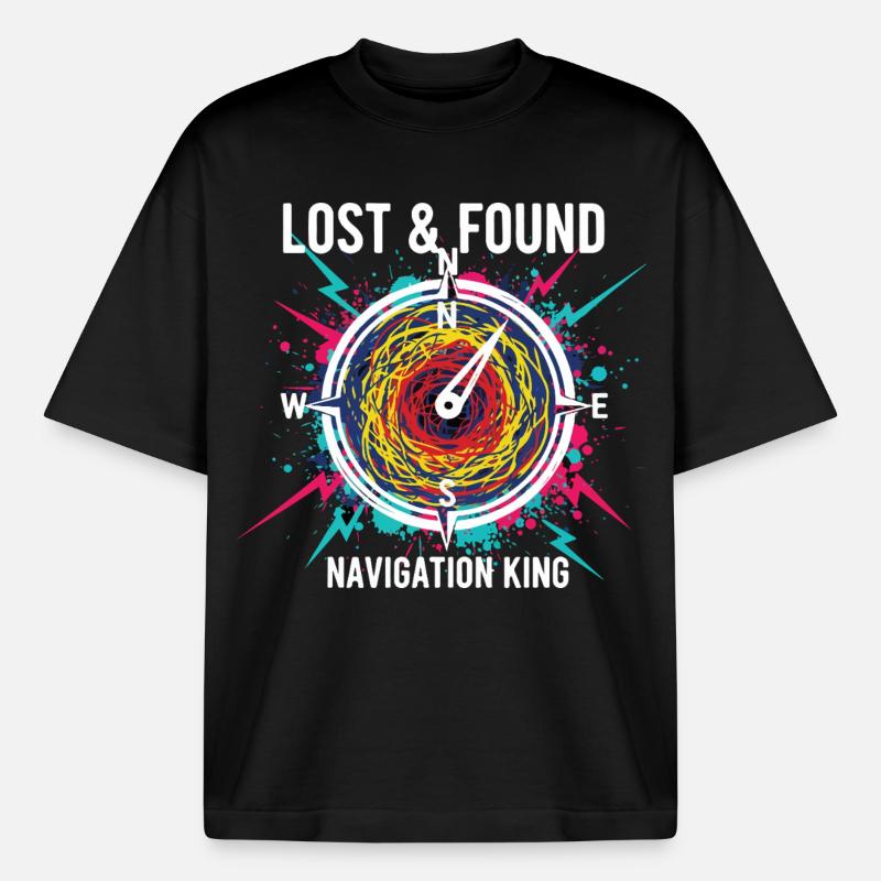 Lost & Found Compass Navigation King - Boxy Heavyweight Unisex Organic T-Shirt by Stanley/Stella - black