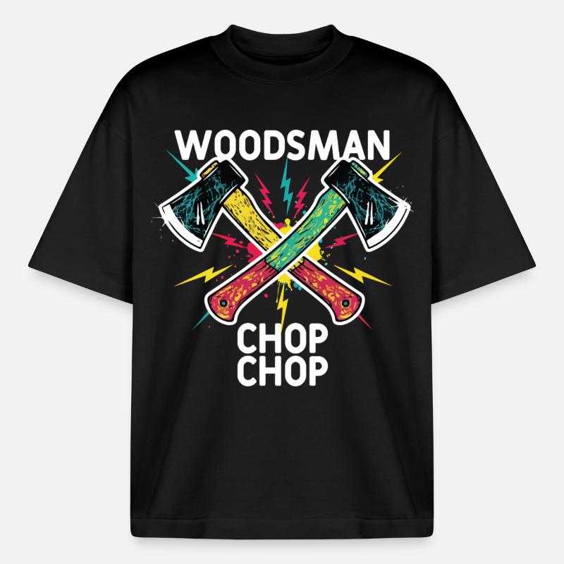 Woodsman Chop Chop Camping-Äxte - Boxy Heavyweight Unisex Organic T-Shirt von Stanley/Stella - Schwarz