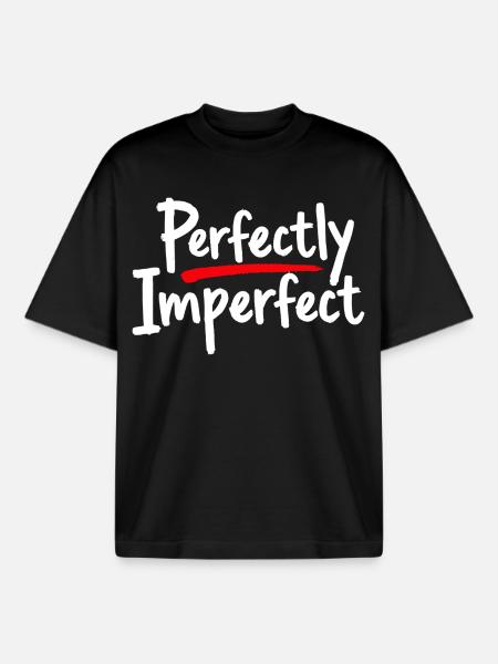 Perfectly Imperfect Statement for Self-Love - Boxy Heavyweight Unisex Organic T-Shirt by Stanley/Stella - black