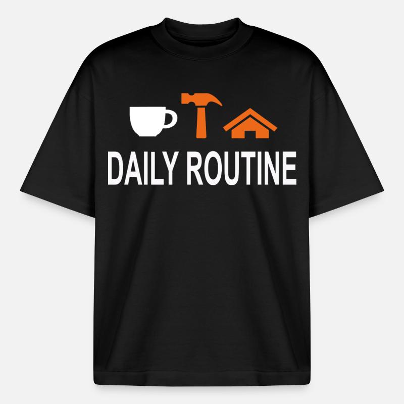 TäglicheRoutine, Daily Routine, Arbeit kann warten - Boxy Heavyweight Unisex Organic T-Shirt von Stanley/Stella - Schwarz