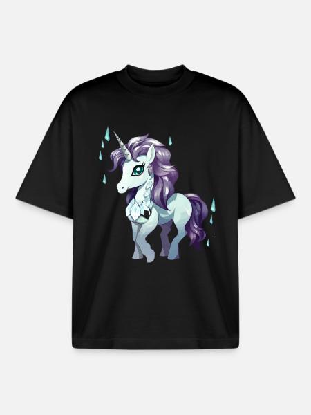 Unicorn Crystal Rain - Boxy Heavyweight Unisex Organic T-Shirt by Stanley/Stella - black