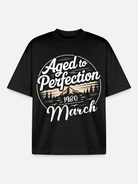 Birthday present march 1980 - Boxy Heavyweight Unisex Organic T-Shirt by Stanley/Stella - black