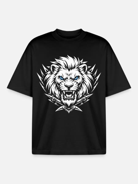 Lion Head Lion - Boxy Heavyweight Unisex Organic T-Shirt by Stanley/Stella - black