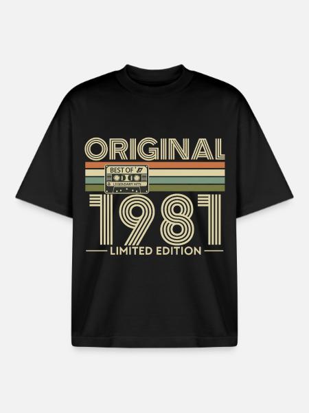 Original 1988 Edition Retro Cassette - Boxy Heavyweight Unisex Organic T-Shirt by Stanley/Stella - black