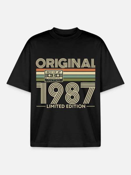 Original 1987 Edition Retro - Boxy Heavyweight Unisex Organic T-Shirt by Stanley/Stella - black