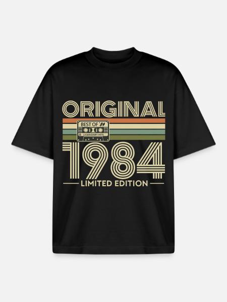 Original 1984 Limited Edition Retro - Boxy Heavyweight Unisex Organic T-Shirt by Stanley/Stella - black