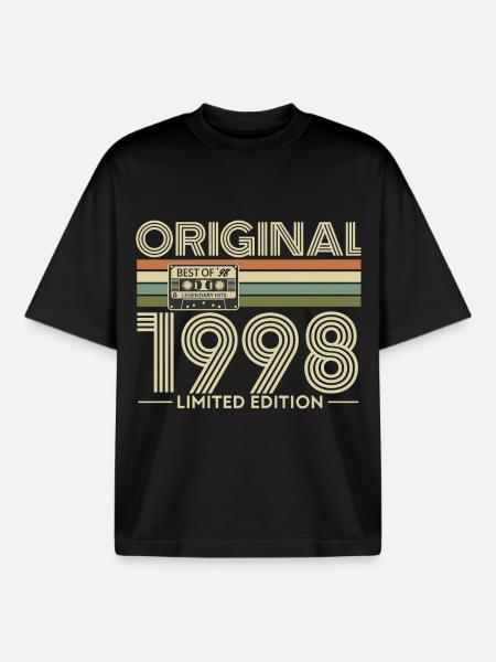 Original 1998 Edition Limitée - T-shirt unisexe boxy épais biologique Stanley/Stella - noir