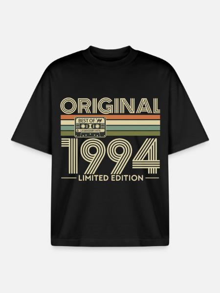 Original 1994 Rétro Édition Limitée - T-shirt unisexe boxy épais biologique Stanley/Stella - noir