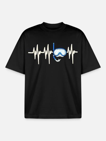 Heartbeat Diver - Boxy Heavyweight Unisex Organic T-Shirt by Stanley/Stella - black