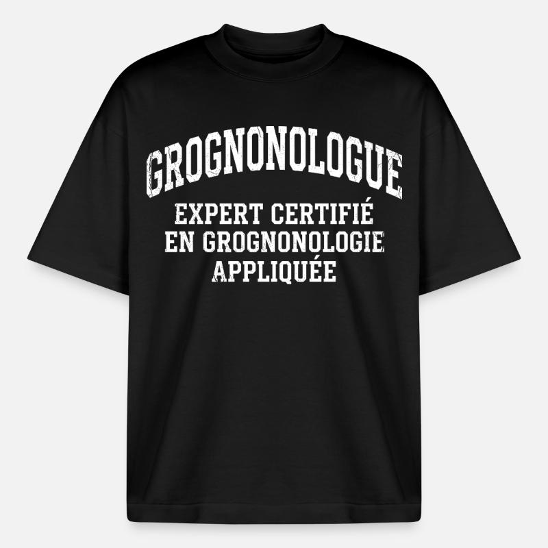 Grumpy Humor Complainer Grognonologist - Boxy Heavyweight Unisex Organic T-Shirt by Stanley/Stella - black