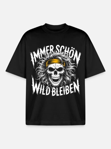 Schädel mit Headband Rock-Print - Boxy Heavyweight Unisex Organic T-Shirt von Stanley/Stella - Schwarz
