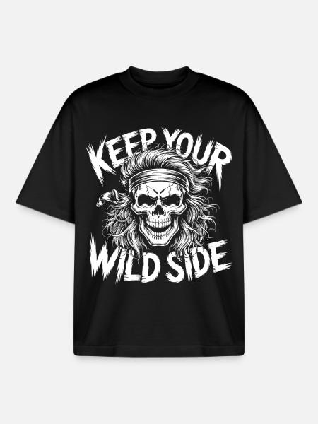Wild Side Skull Design - Boxy Heavyweight Unisex Organic T-Shirt by Stanley/Stella - black