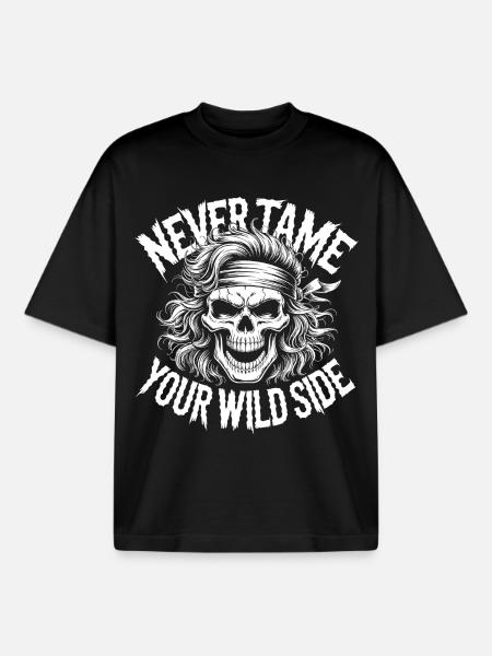Wild Side Skull Design - Boxy Heavyweight Unisex Organic T-Shirt by Stanley/Stella - black