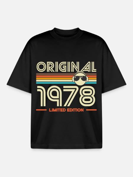 Original 1978 Limited Edition Retro - Boxy Heavyweight Unisex Organic T-Shirt by Stanley/Stella - black