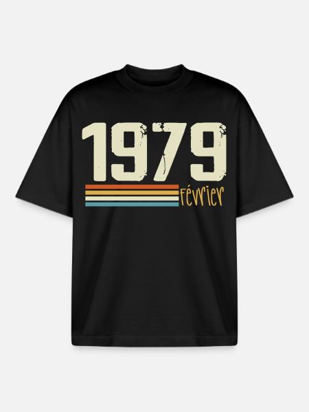 February 1979 - February 1979 Anniversary 1979 - Boxy Heavyweight Unisex Organic T-Shirt by Stanley/Stella - black