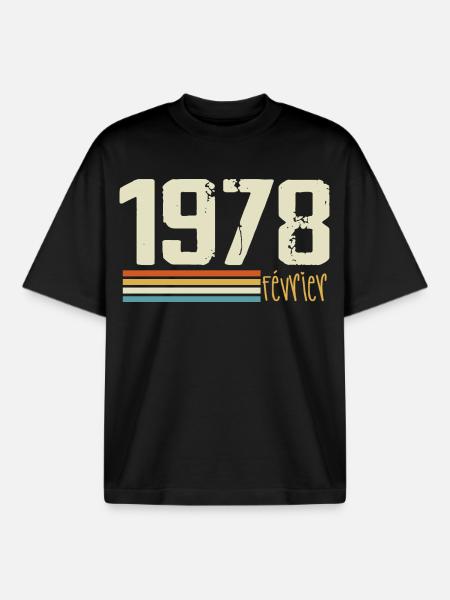 February 1978 - February 1978 Anniversary 1978 - Boxy Heavyweight Unisex Organic T-Shirt by Stanley/Stella - black