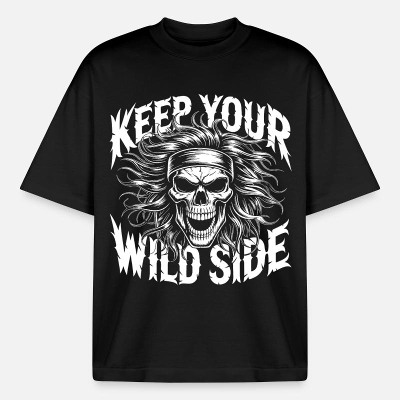 Keep Your Wild Side Skull - Boxy Heavyweight Unisex Organic T-Shirt by Stanley/Stella - black