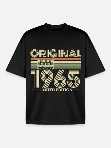 Original 1965 Retro Cassette Edition - Boxy Heavyweight Unisex Organic T-Shirt by Stanley/Stella - black