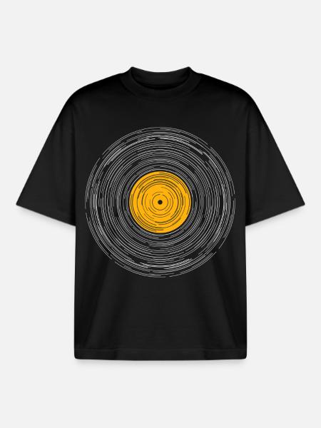 Vinyl Album Line Work - Boxy Heavyweight Unisex Organic T-Shirt by Stanley/Stella - black